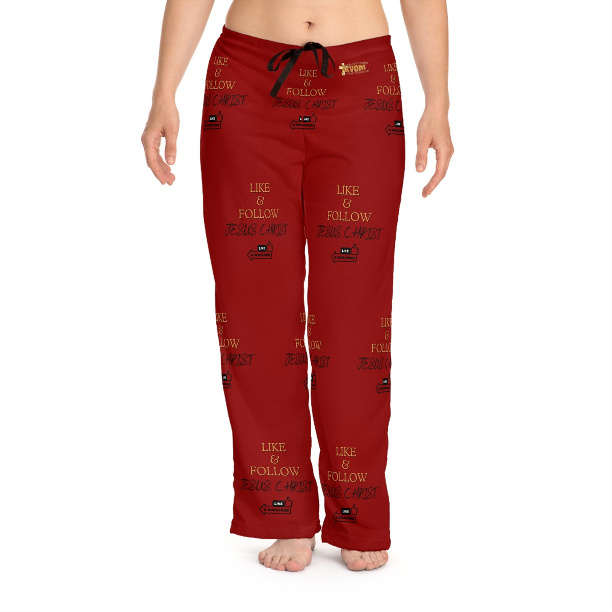 Like & Follow Jesus Women's Comfy Pants, Red-KVOM