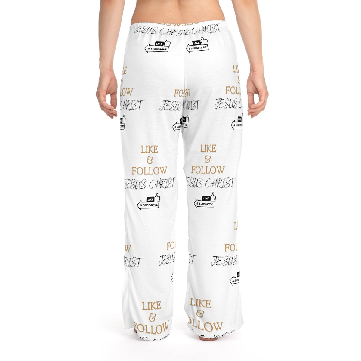 Like & Follow Jesus Women's Comfy Pants, White-KVOM