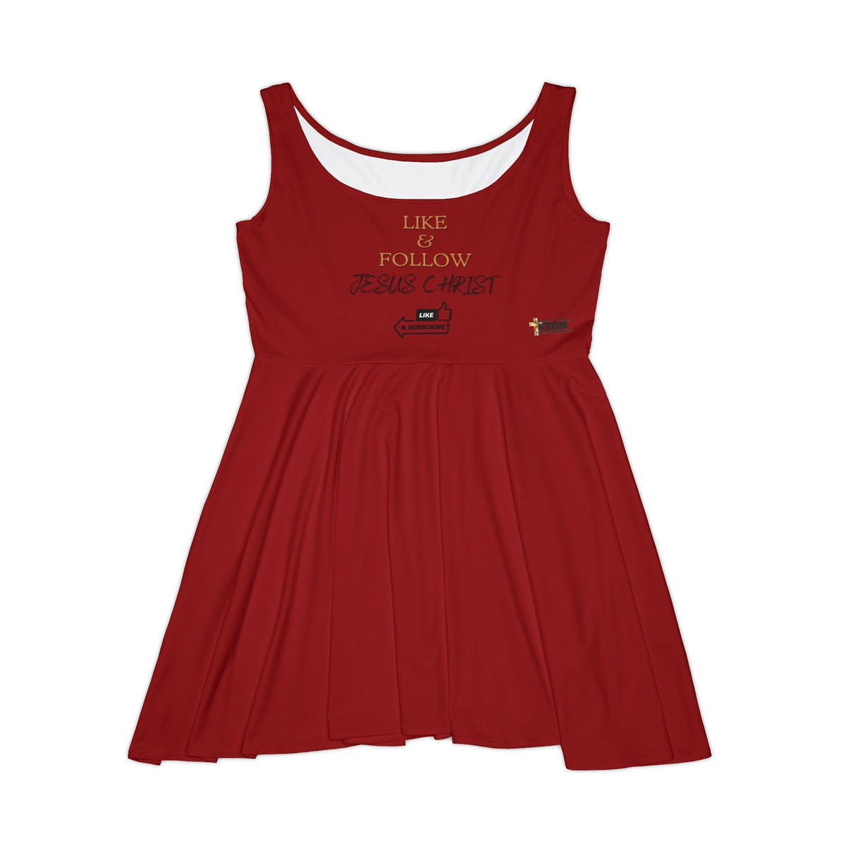 Like & Follow Jesus Women's Skater Dress Red-KVOM