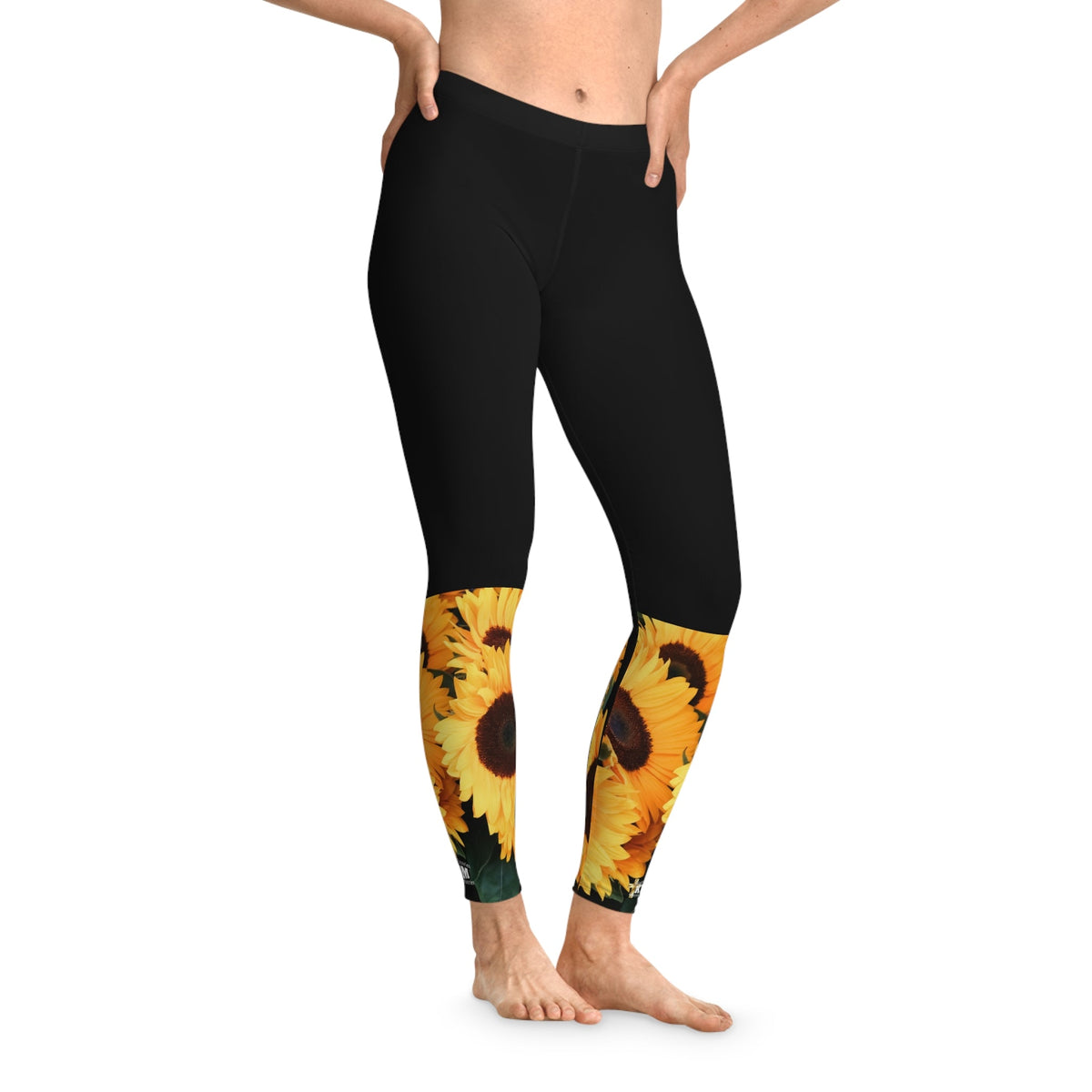 Loving Myself & Jesus Sunflowers Women's Leggings, Black-KVOM