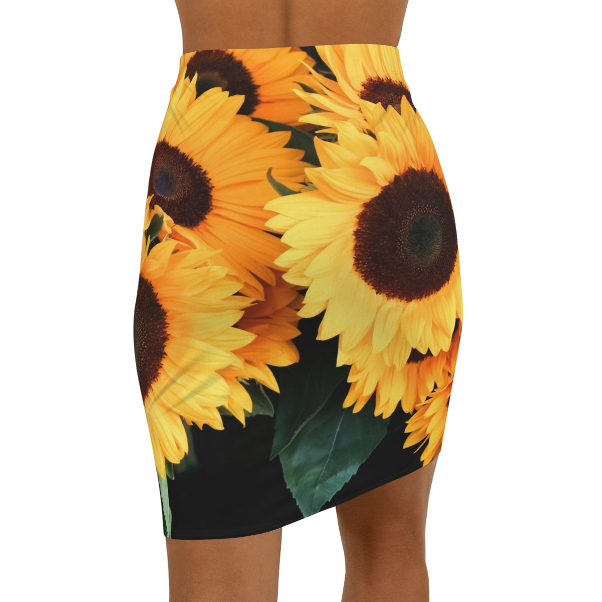 Loving Myself & Jesus Sunflowers Women's Mid-Waist Pencil Skirt-KVOM