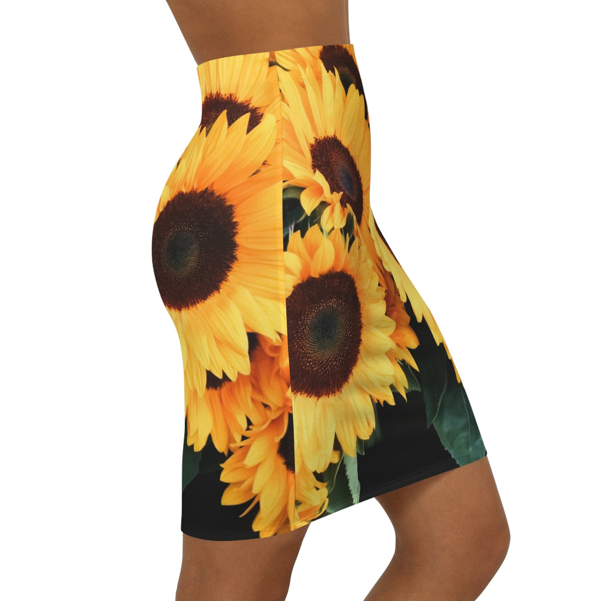 Loving Myself & Jesus Sunflowers Women's Mid-Waist Pencil Skirt-KVOM