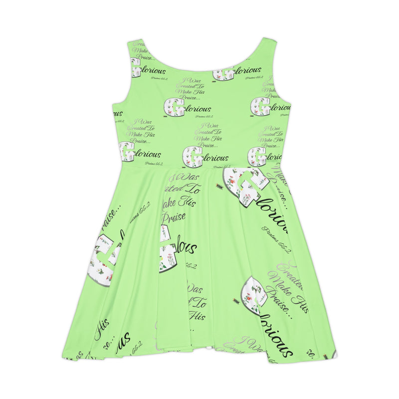 Make His Praise GLORIOUS Women's Skater Dress, Springtime Green-KVOM