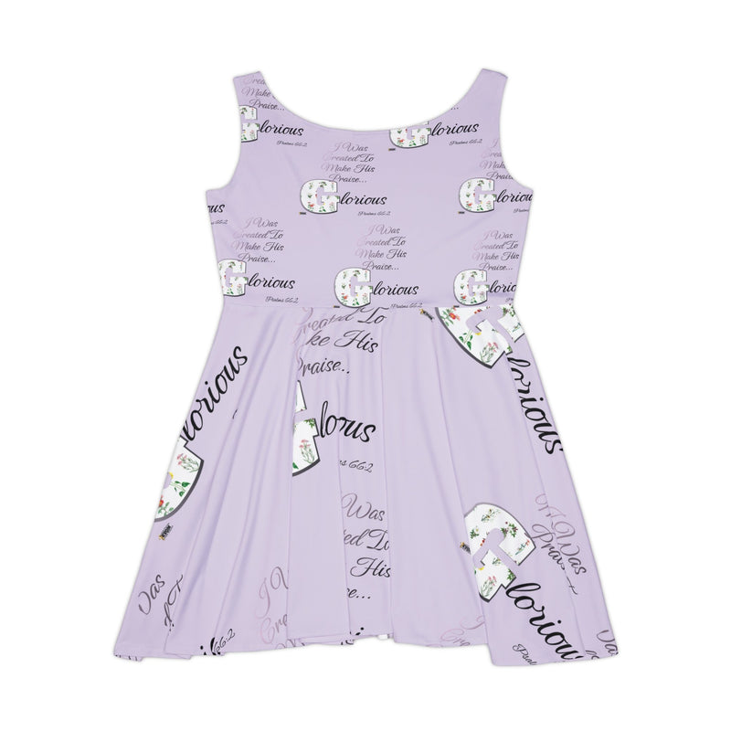 Make His Praise GLORIOUS Women's Skater Dress Springtime Purple-KVOM