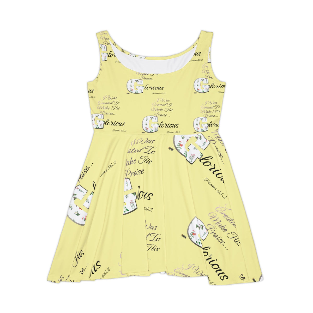 Make His Praise GLORIOUS Women's Skater Dress, Springtime Yellow-KVOM