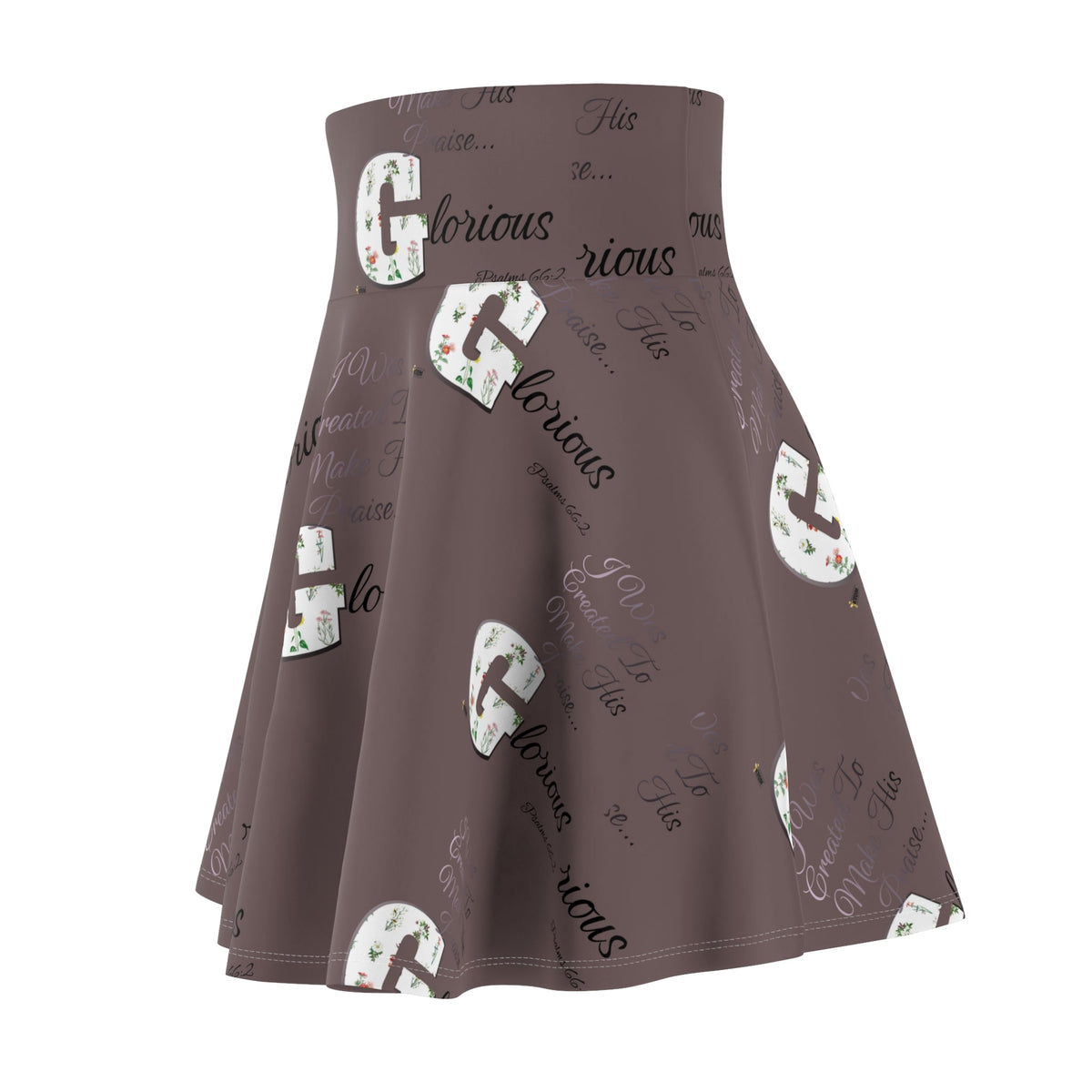 Make His Praise GLORIOUS Women's Skater Skirt Drk Grey-KVOM