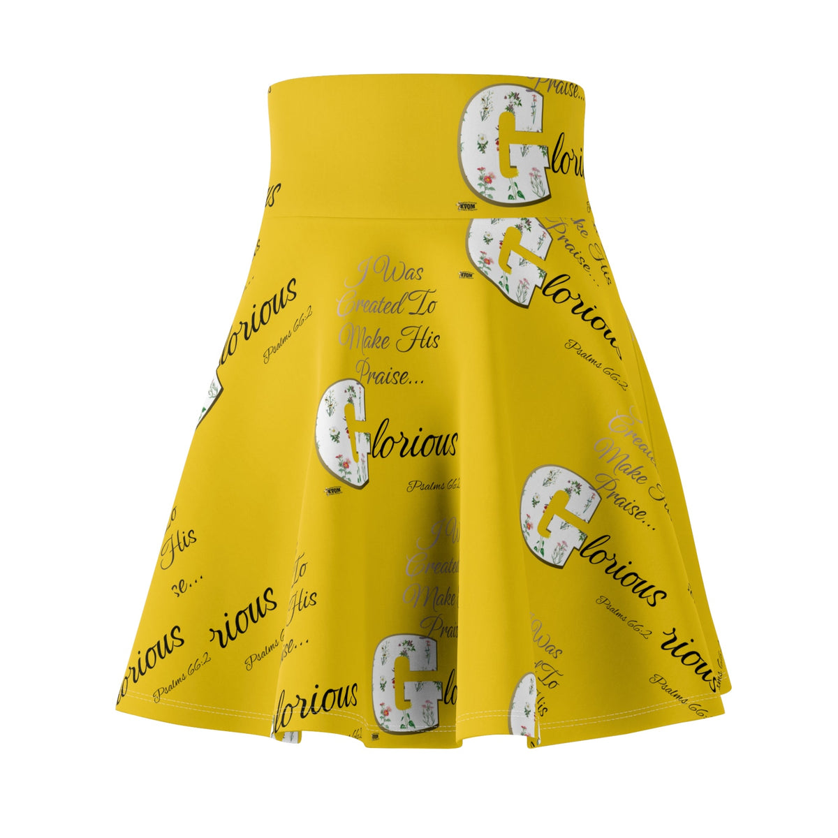 Make His Praise GLORIOUS Women's Skater Skirt, Lemon Yellow-KVOM