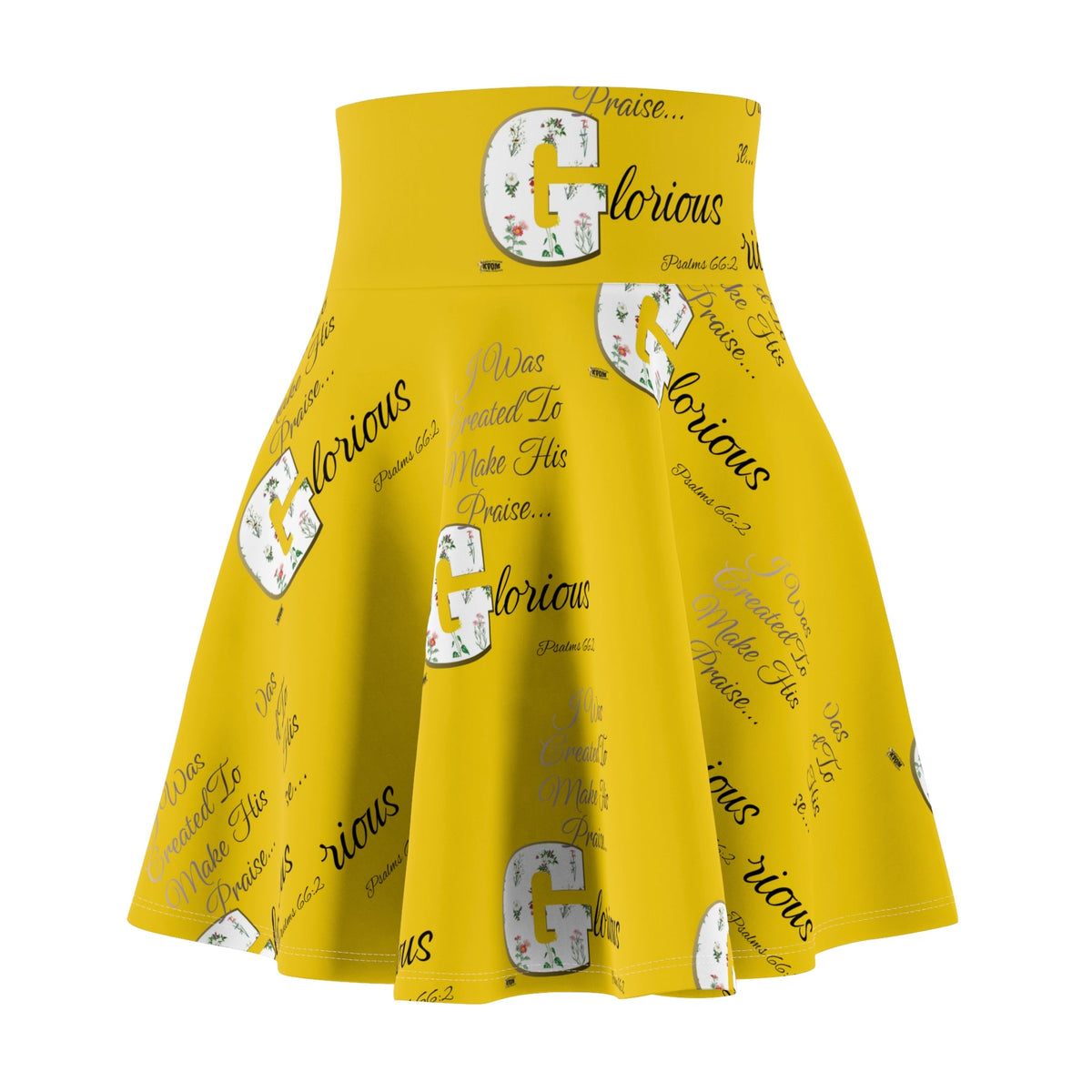 Make His Praise GLORIOUS Women's Skater Skirt, Lemon Yellow-KVOM