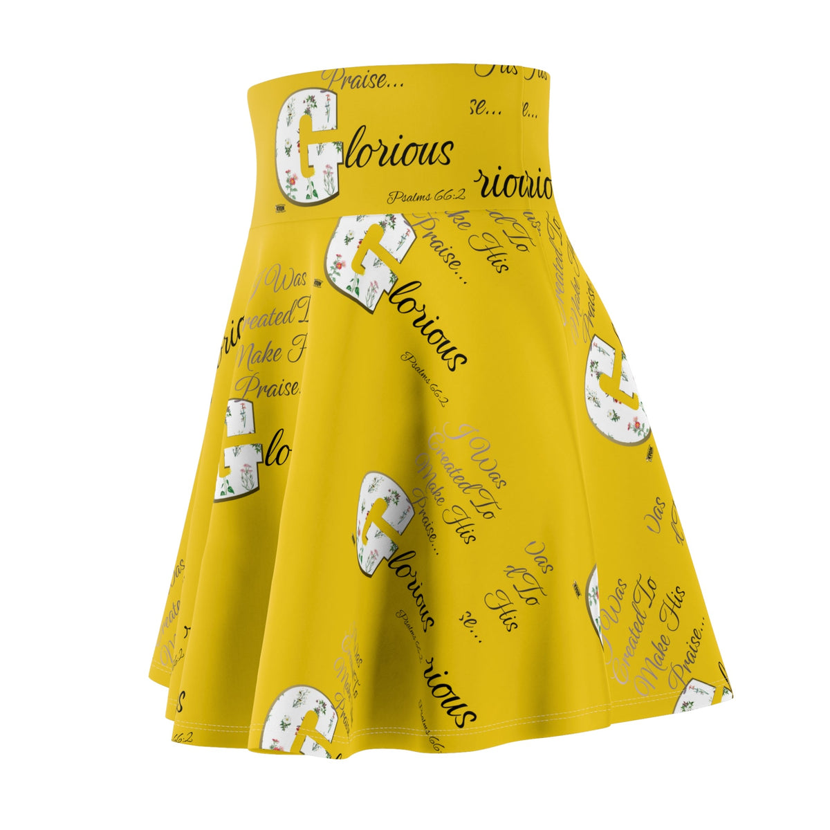 Make His Praise GLORIOUS Women's Skater Skirt, Lemon Yellow-KVOM