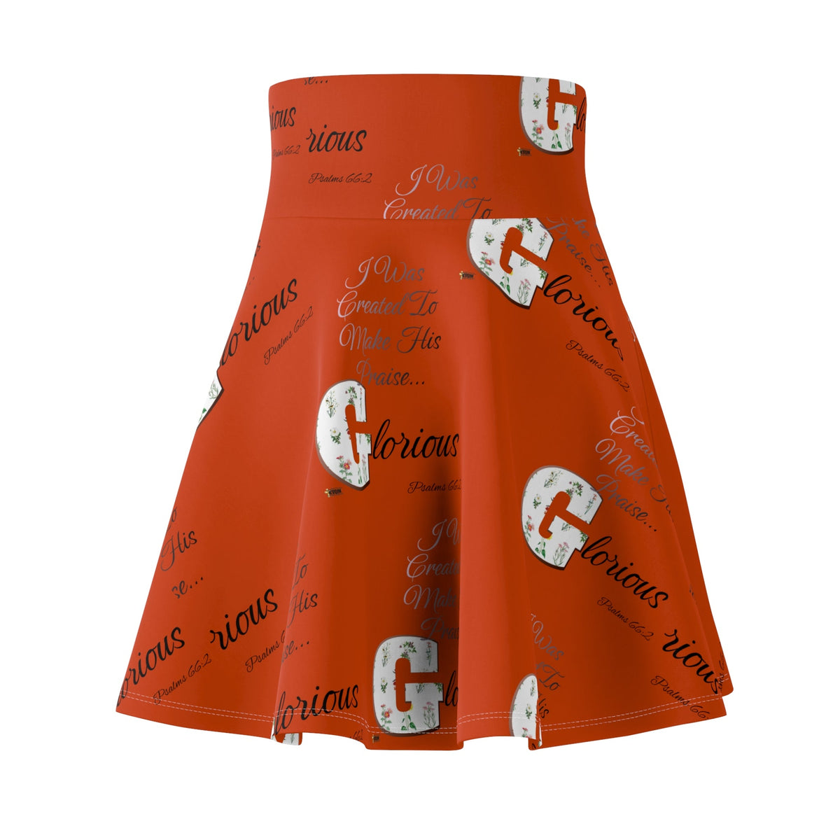 Make His Praise GLORIOUS Women's Skater Skirt, Orange-KVOM