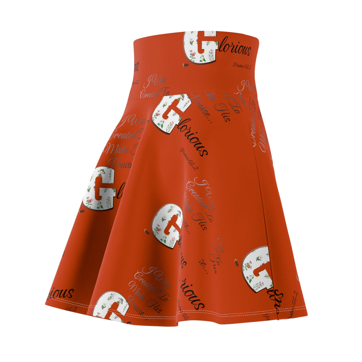 Make His Praise GLORIOUS Women's Skater Skirt, Orange-KVOM