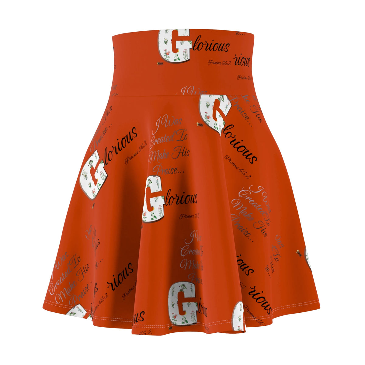 Make His Praise GLORIOUS Women's Skater Skirt, Orange-KVOM