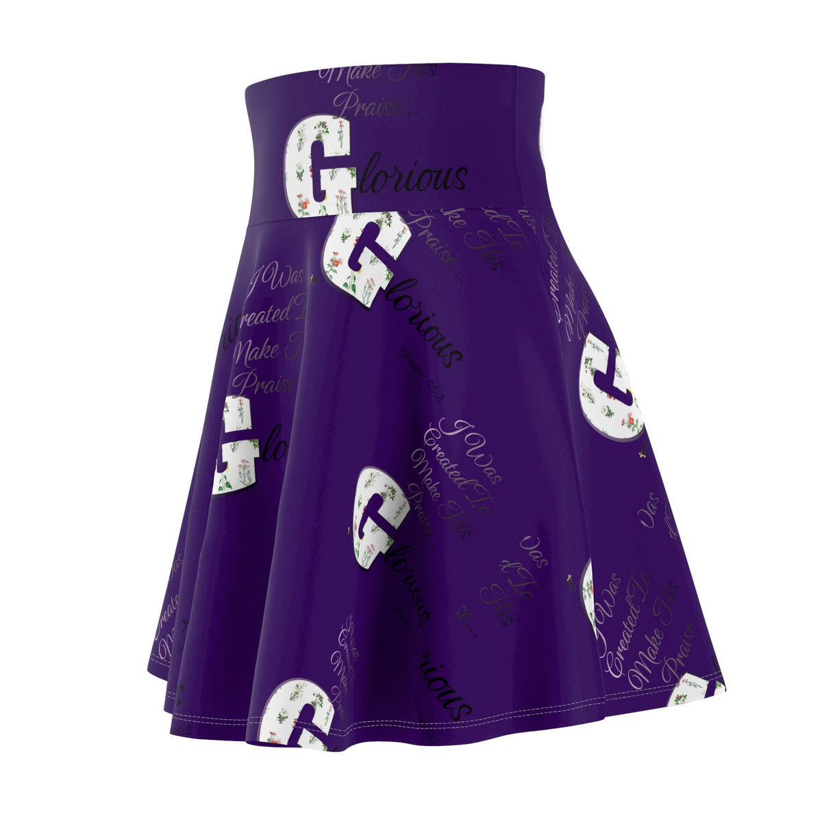 Make His Praise GLORIOUS Women's Skater Skirt Purple-KVOM