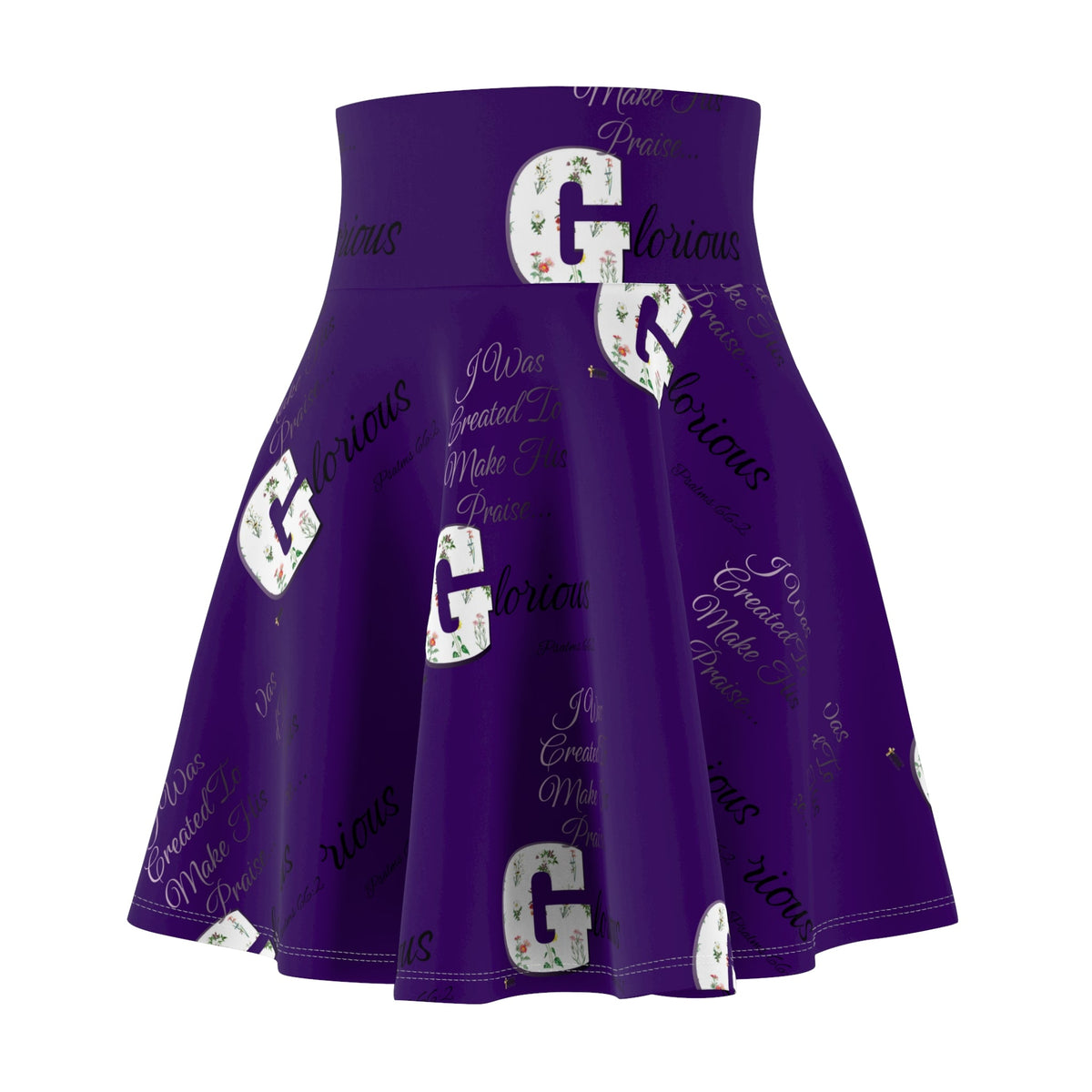 Make His Praise GLORIOUS Women's Skater Skirt Purple-KVOM