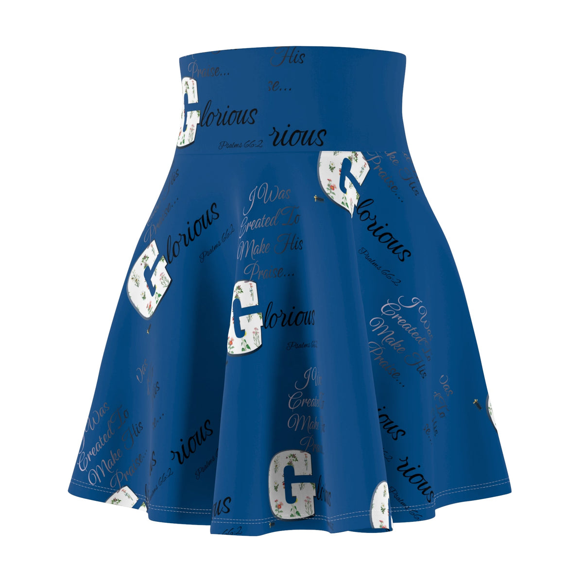 Make His Praise GLORIOUS Women's Skater Skirt, Royal Blue-KVOM