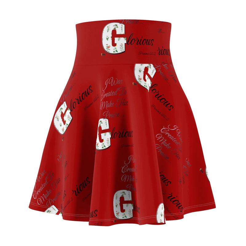 Make His Praise GLORIOUS Women's Skater Skirt, Strawberry Red-KVOM