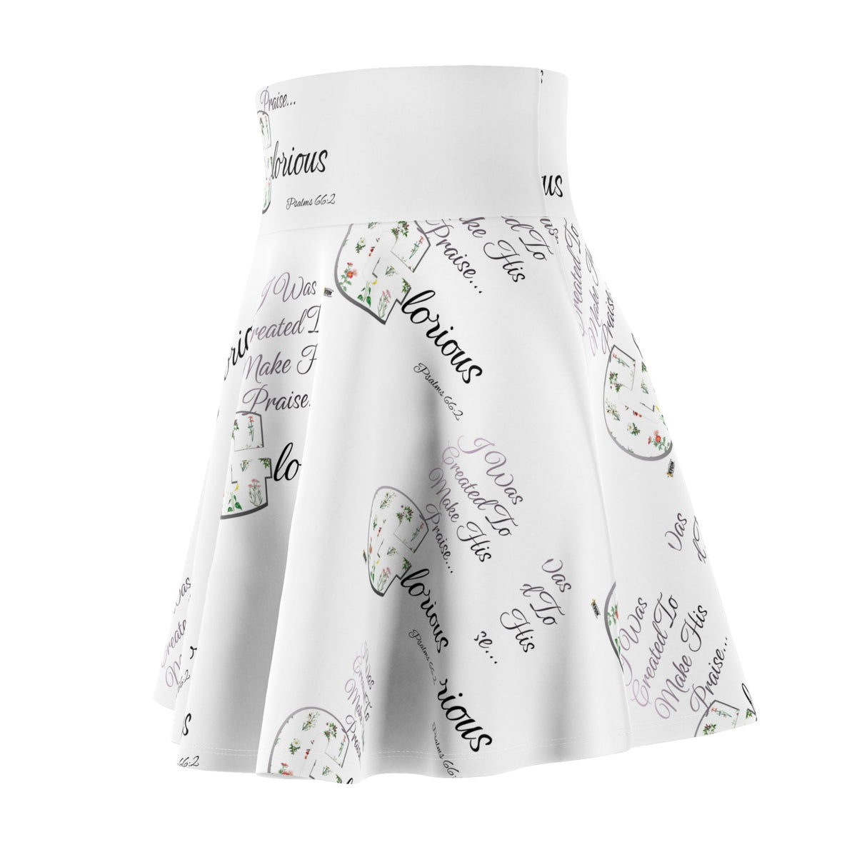 Make His Praise GLORIOUS Women's Skater Skirt, White-KVOM