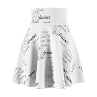 Make His Praise GLORIOUS Women's Skater Skirt, White-KVOM