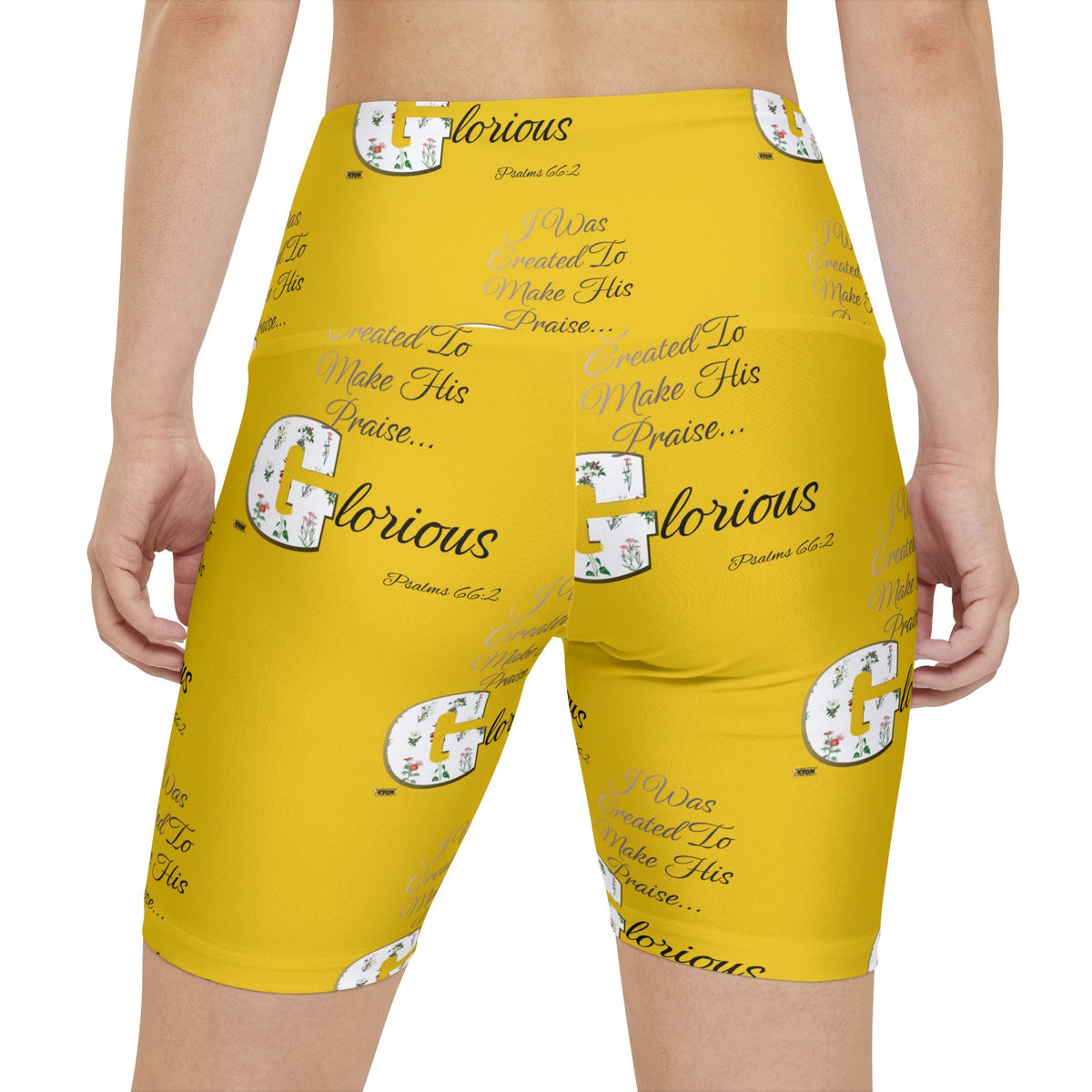 Make His Praise GLORIOUS Women's Workout Shorts Yellow-KVOM