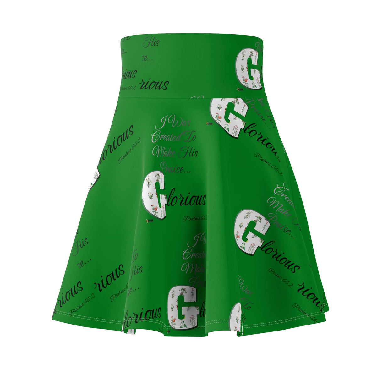 Make His Praise Glorious Women's Skater Skirt, Green-KVOM