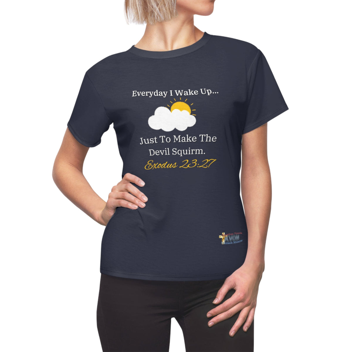 Make The Devil Squirm Women's Fitted Shirt Navy Blue-KVOM