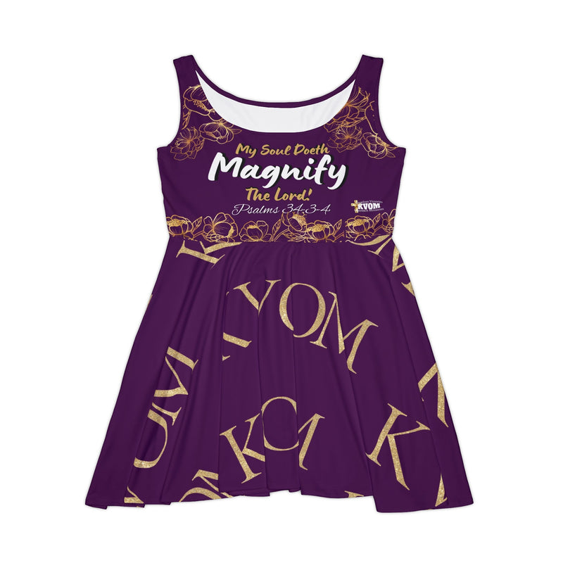 My Soul Doeth MAGNIFY The Lord Women's Skater Dress Purple & Gold-KVOM