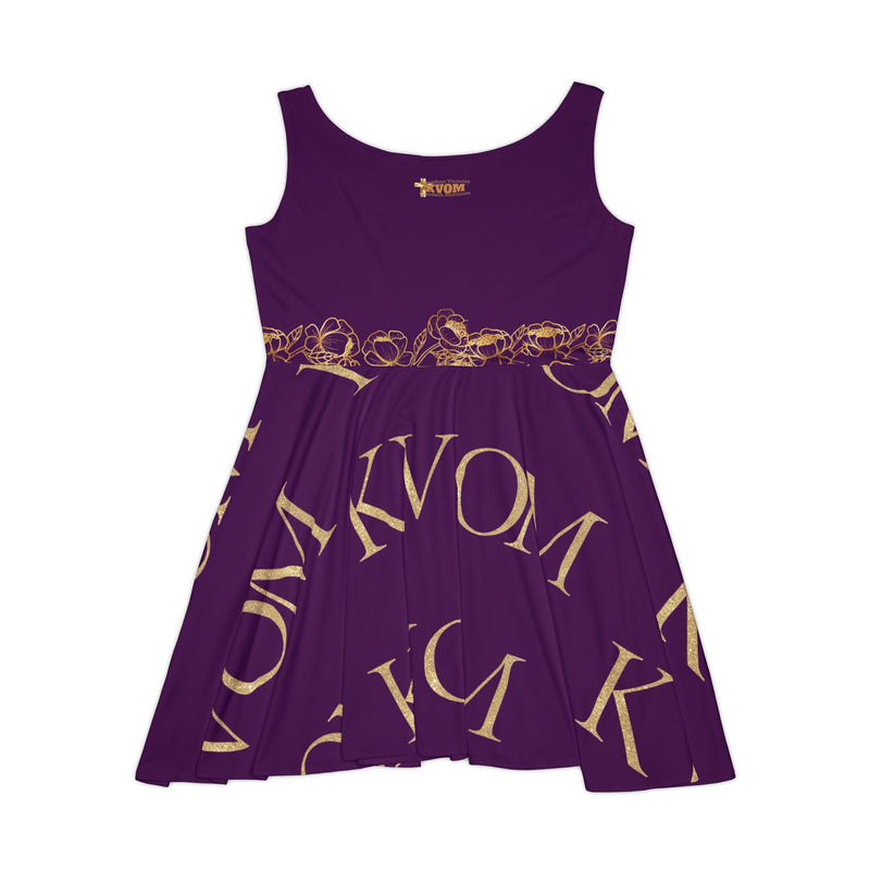 My Soul Doeth MAGNIFY The Lord Women's Skater Dress Purple & Gold-KVOM