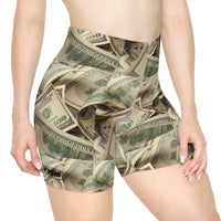 Satan Owes Me 50-Leven Billion Women's Shorts, Money Patterned-KVOM