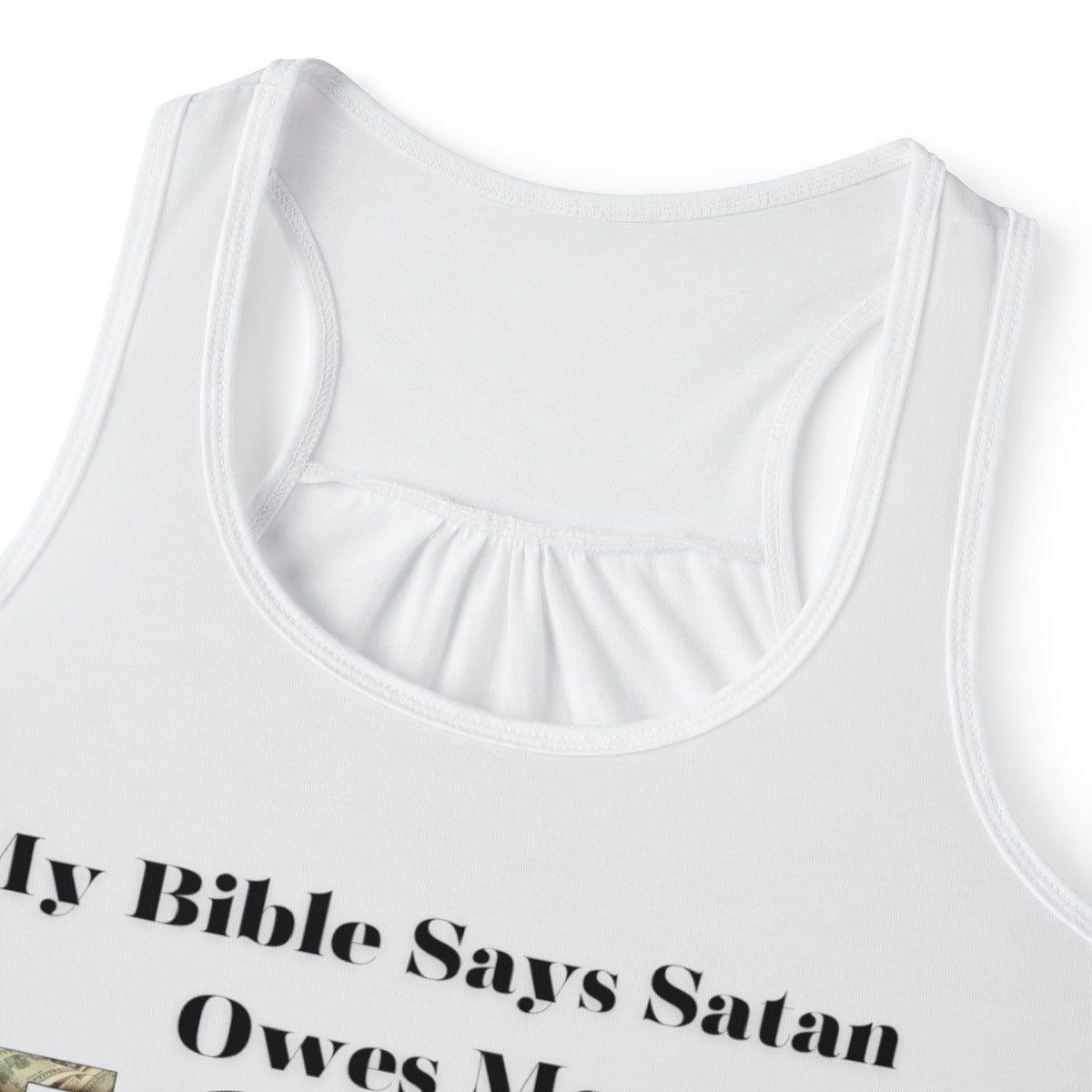 Satan Owes Me 50-Leven Billion Women's Tank Top, White-KVOM