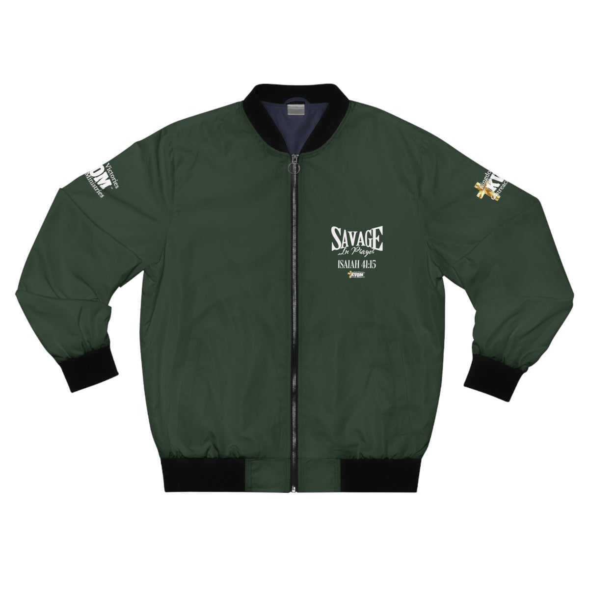 Savage In Prayer Bomber Jacket, Forest Green-KVOM