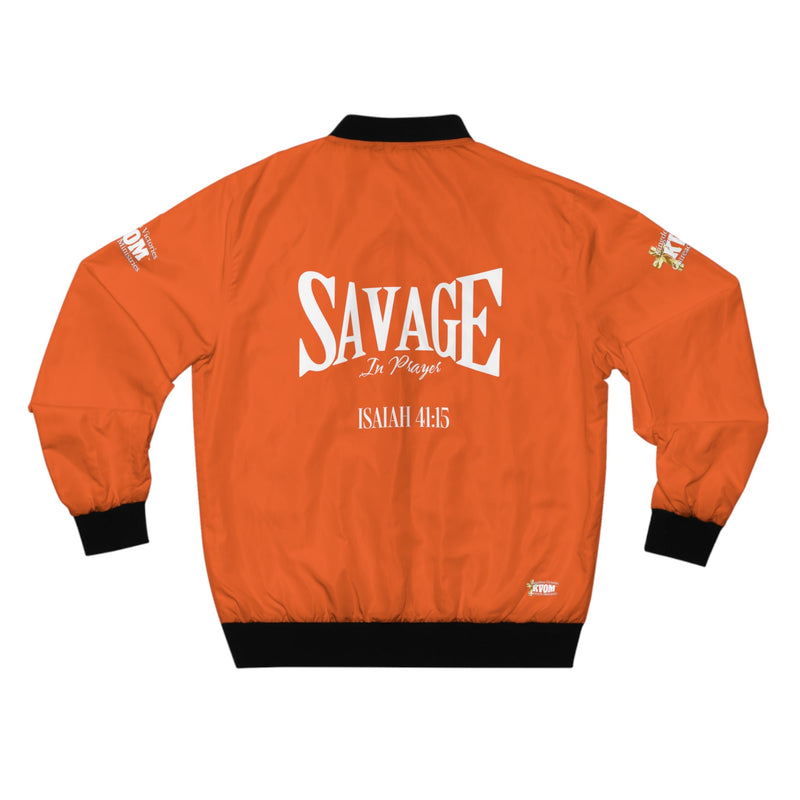 Savage In Prayer Bomber Jacket, Orange-KVOM