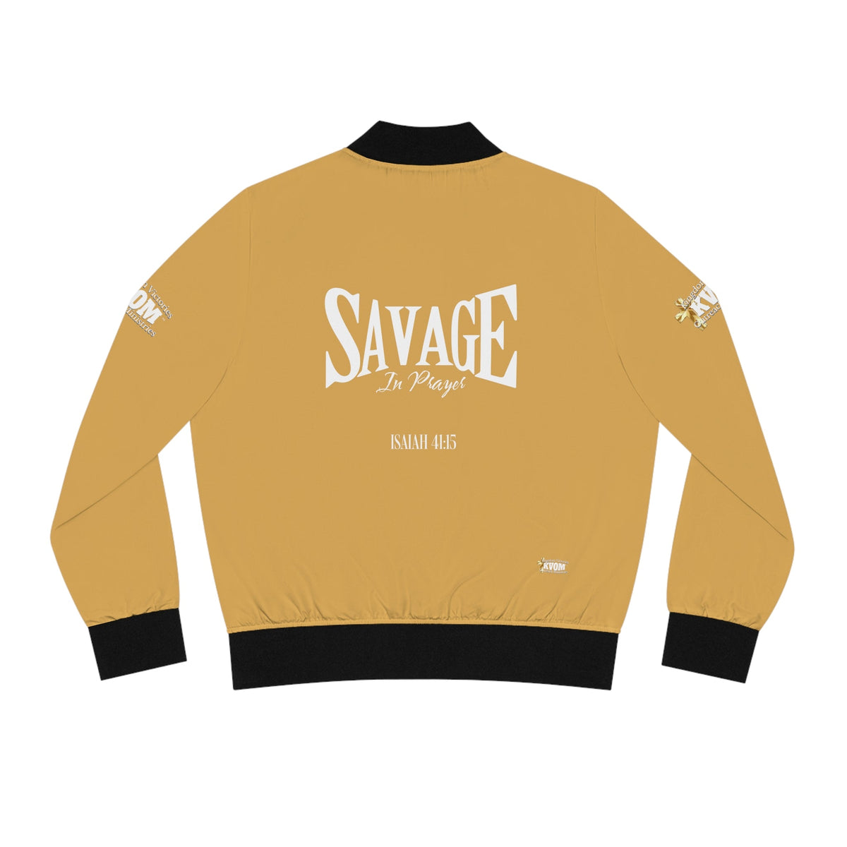 Savage in Prayer Women's Bomber Jacket, Summer Sand-KVOM