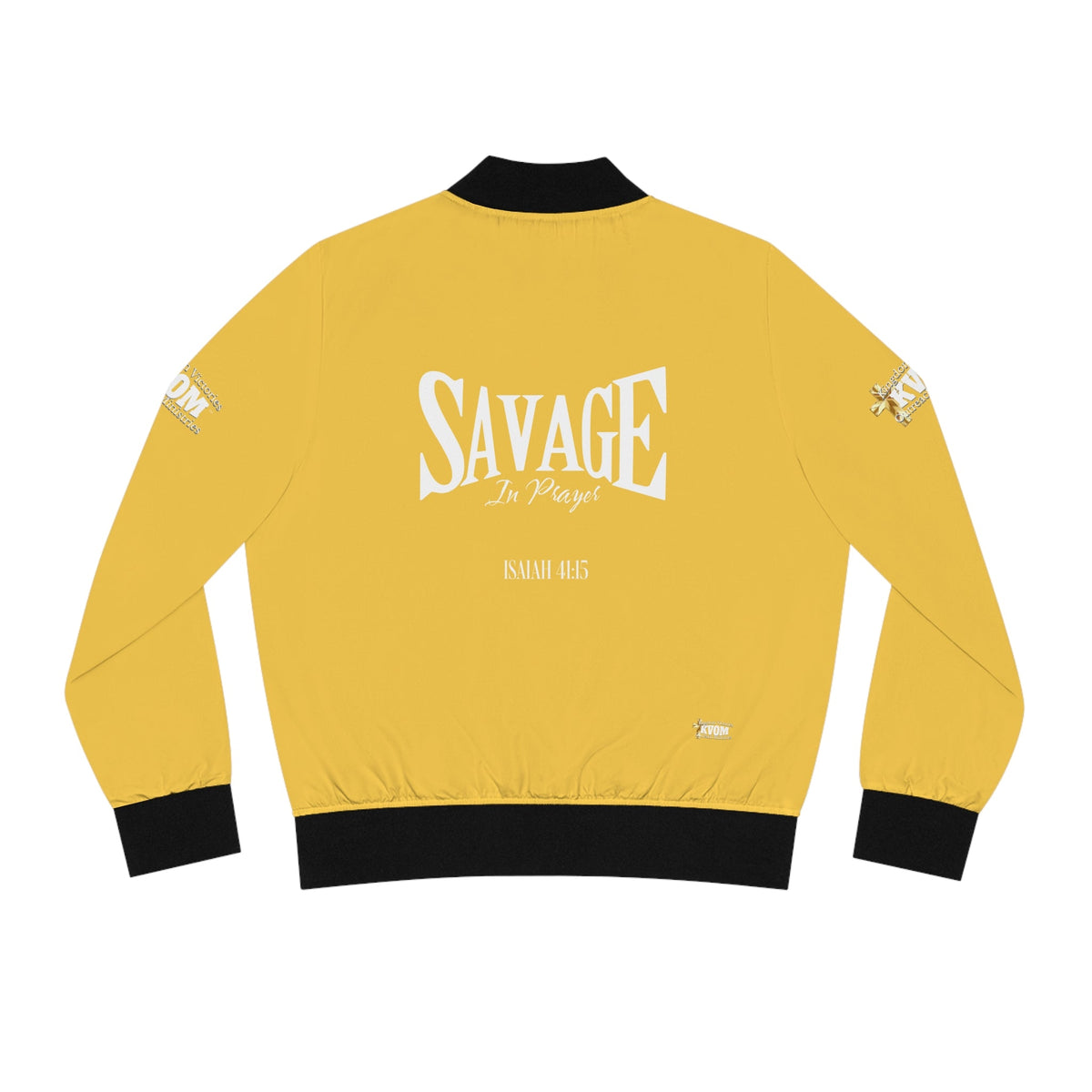 Savage in Prayer Women's Bomber Jacket, Yellow Gaze-KVOM