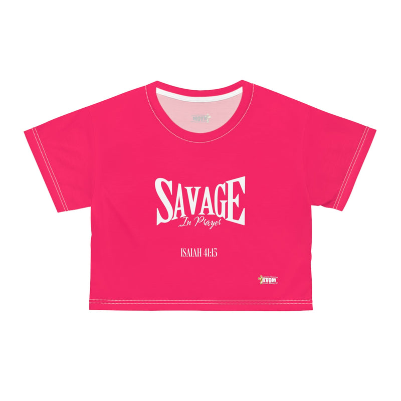 Savage in Prayer Women's Crop Top, Siren Alarm Pink-KVOM