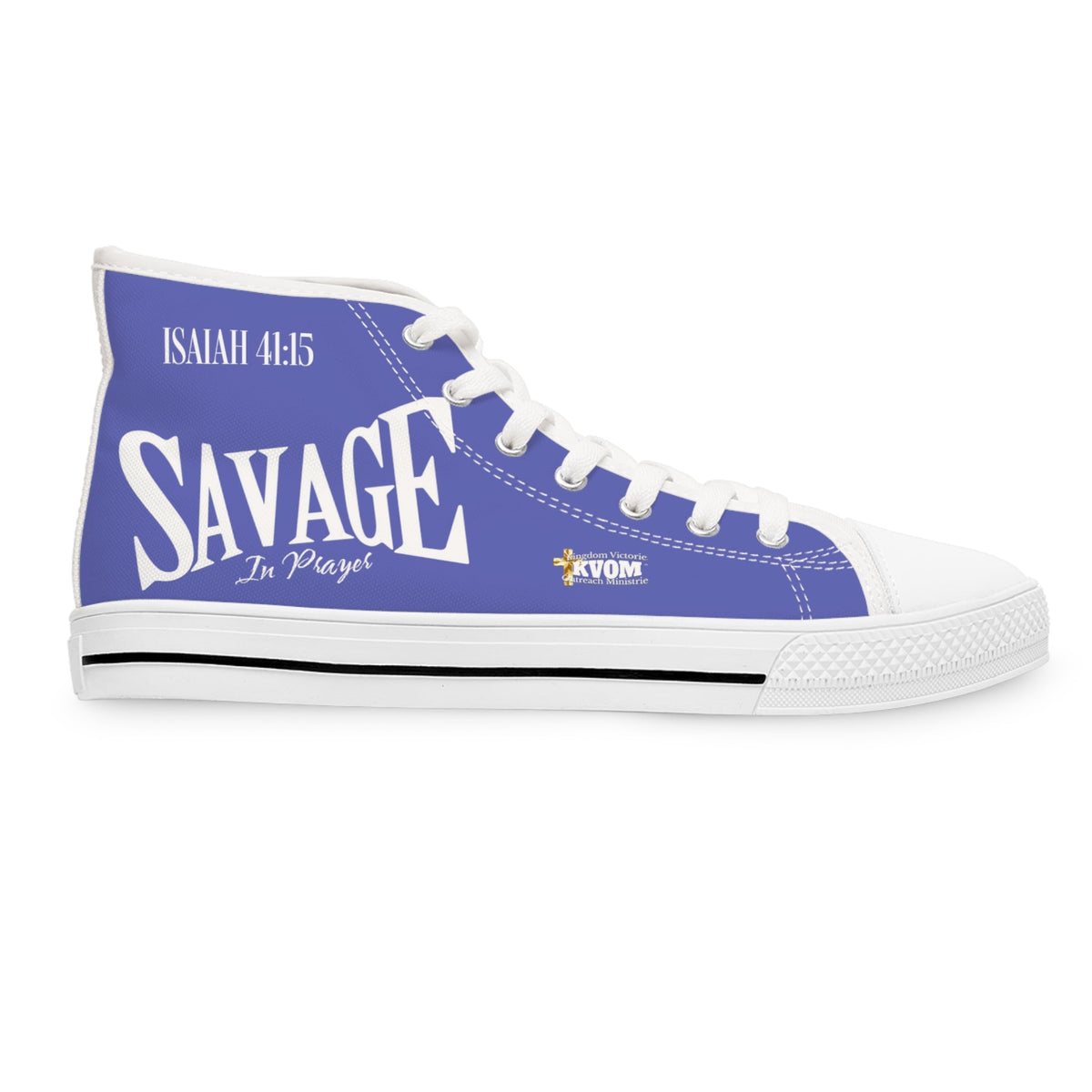 Savage in Prayer Women's High Top Sneakers, Blue Suede-KVOM; KVOM Christian Clothing; Women’s Activewear; Workout Gear; Exercise Gear; Exercise Clothing; Duffle Bags; Christian Gym Bags; Women’s T-Shirts; Men’s T-Shirts Sale; Ladies Sports Tops; Ladies Sportswear; Activewear; Men’s Activewear; Gym Clothes; Glorious; Psalms; Blessings On Blessings; Teens Clothing; Exercise Mugs; Exercise Tumbler; Gym Gear; Christian Gym Clothes; Workout Clothing Sale; Mother’s Day Sale; Gifts For Sister; Christian Gifts; Gif