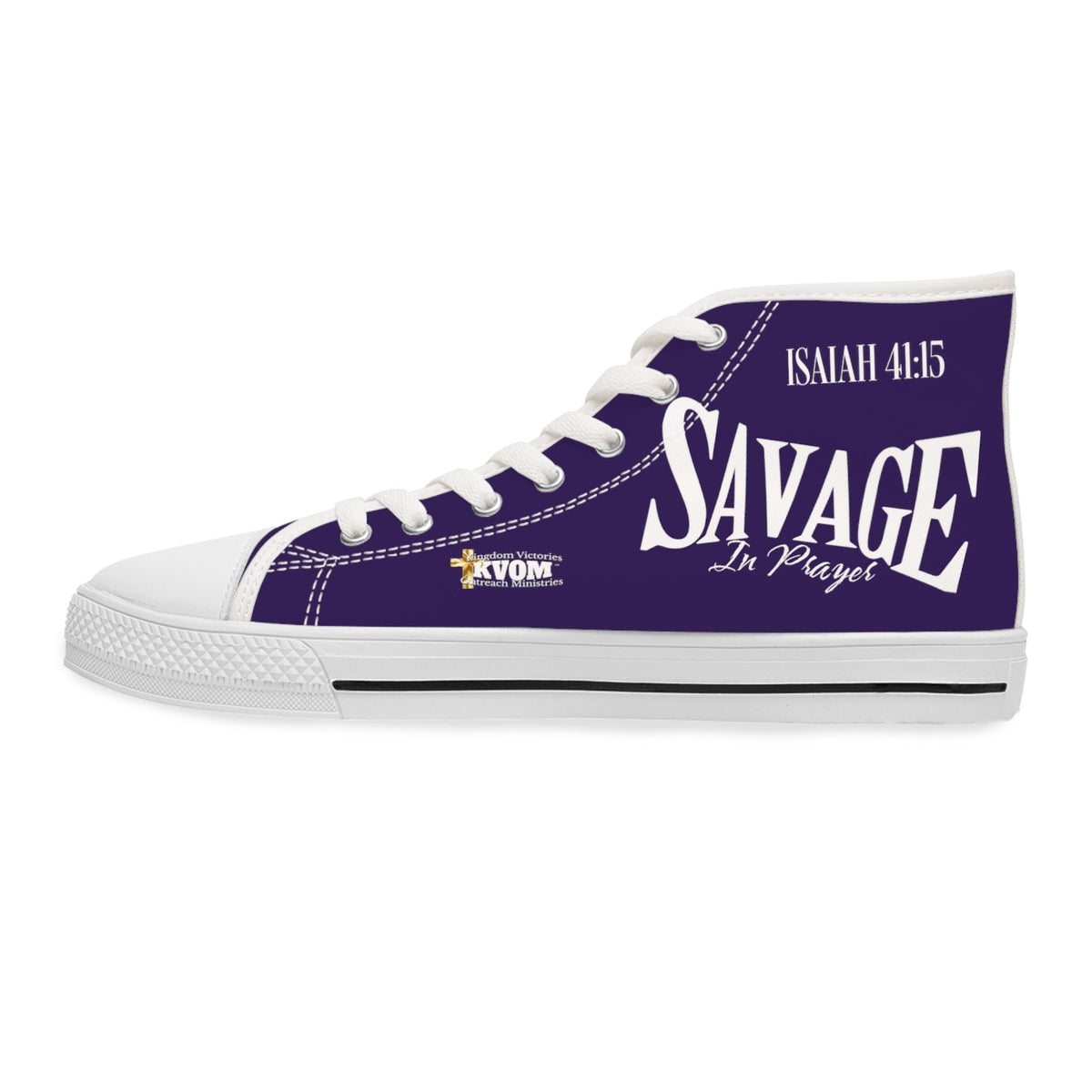 Savage in Prayer Women's High Top Sneakers, Eggplant-KVOM; KVOM Christian Clothing; Women’s Activewear; Workout Gear; Exercise Gear; Exercise Clothing; Duffle Bags; Christian Gym Bags; Women’s T-Shirts; Men’s T-Shirts Sale; Ladies Sports Tops; Ladies Sportswear; Activewear; Men’s Activewear; Gym Clothes; Glorious; Psalms; Blessings On Blessings; Teens Clothing; Exercise Mugs; Exercise Tumbler; Gym Gear; Christian Gym Clothes; Workout Clothing Sale; Mother’s Day Sale; Gifts For Sister; Christian Gifts; Gifts