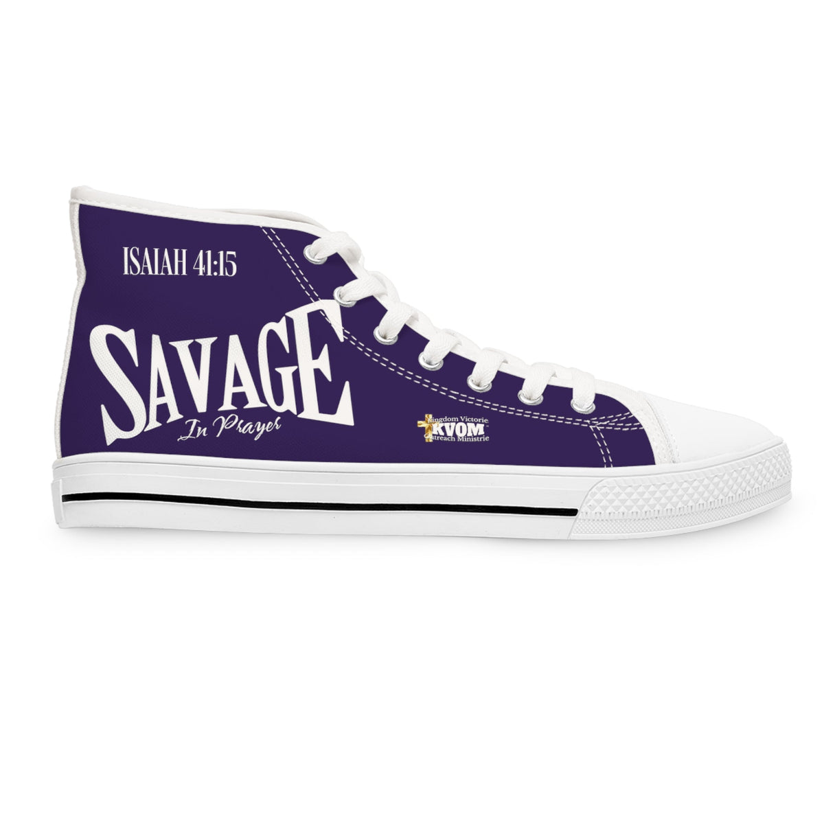 Savage in Prayer Women's High Top Sneakers, Eggplant-KVOM; KVOM Christian Clothing; Women’s Activewear; Workout Gear; Exercise Gear; Exercise Clothing; Duffle Bags; Christian Gym Bags; Women’s T-Shirts; Men’s T-Shirts Sale; Ladies Sports Tops; Ladies Sportswear; Activewear; Men’s Activewear; Gym Clothes; Glorious; Psalms; Blessings On Blessings; Teens Clothing; Exercise Mugs; Exercise Tumbler; Gym Gear; Christian Gym Clothes; Workout Clothing Sale; Mother’s Day Sale; Gifts For Sister; Christian Gifts; Gifts