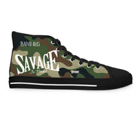 Savage in Prayer Women's High Top Sneakers, Green Camo-KVOM; KVOM Christian Clothing; Women’s Activewear; Workout Gear; Exercise Gear; Exercise Clothing; Duffle Bags; Christian Gym Bags; Women’s T-Shirts; Men’s T-Shirts Sale; Ladies Sports Tops; Ladies Sportswear; Activewear; Men’s Activewear; Gym Clothes; Glorious; Psalms; Blessings On Blessings; Teens Clothing; Exercise Mugs; Exercise Tumbler; Gym Gear; Christian Gym Clothes; Workout Clothing Sale; Mother’s Day Sale; Gifts For Sister; Christian Gifts; Gif