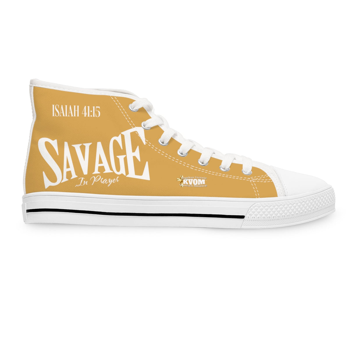 Savage in Prayer Women's High Top Sneakers, Summer Sand-KVOM; KVOM Christian Clothing; Women’s Activewear; Workout Gear; Exercise Gear; Exercise Clothing; Duffle Bags; Christian Gym Bags; Women’s T-Shirts; Men’s T-Shirts Sale; Ladies Sports Tops; Ladies Sportswear; Activewear; Men’s Activewear; Gym Clothes; Glorious; Psalms; Blessings On Blessings; Teens Clothing; Exercise Mugs; Exercise Tumbler; Gym Gear; Christian Gym Clothes; Workout Clothing Sale; Mother’s Day Sale; Gifts For Sister; Christian Gifts; Gi