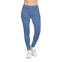 Savage in Prayer Women's Leggings, Mid Blue Denim-KVOM