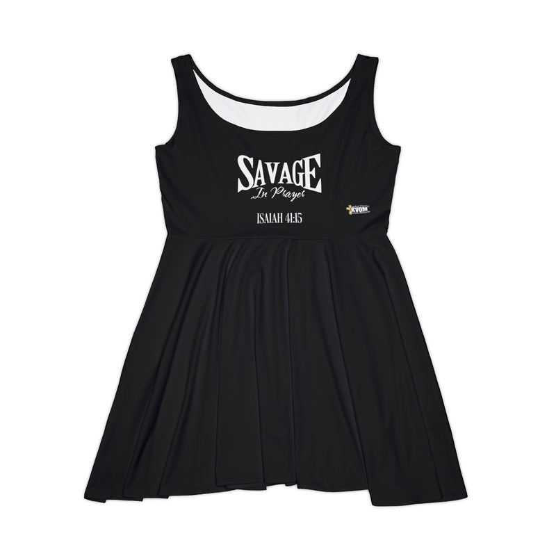 Savage in Prayer Women's Skater Dress, Black-KVOM