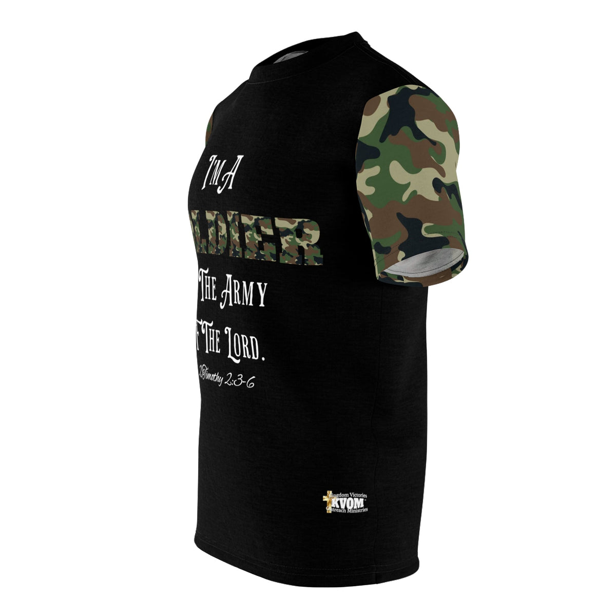 Soldier In The Army of The Lord T-Shirt, Black, Green Camo-KVOM