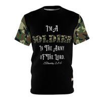 Soldier In The Army of The Lord T-Shirt, Black, Green Camo-KVOM