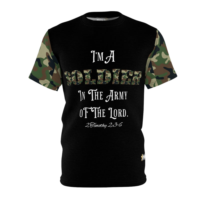 Soldier In The Army of The Lord T-Shirt, Black, Green Camo-KVOM