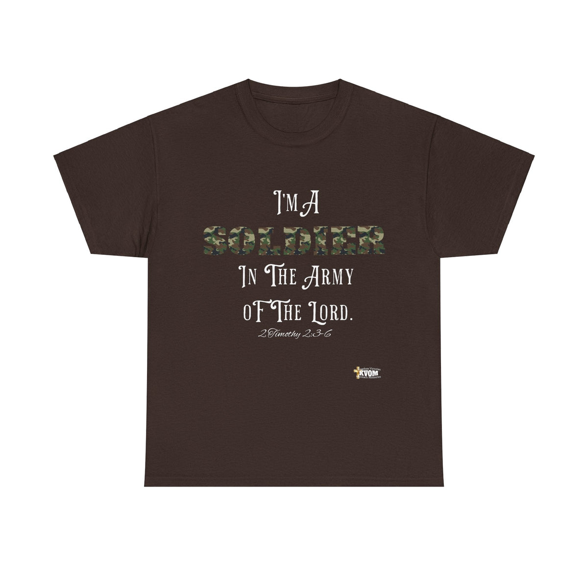 Soldier In The Army of The Lord T-Shirt, Brown, Green Camo-KVOM