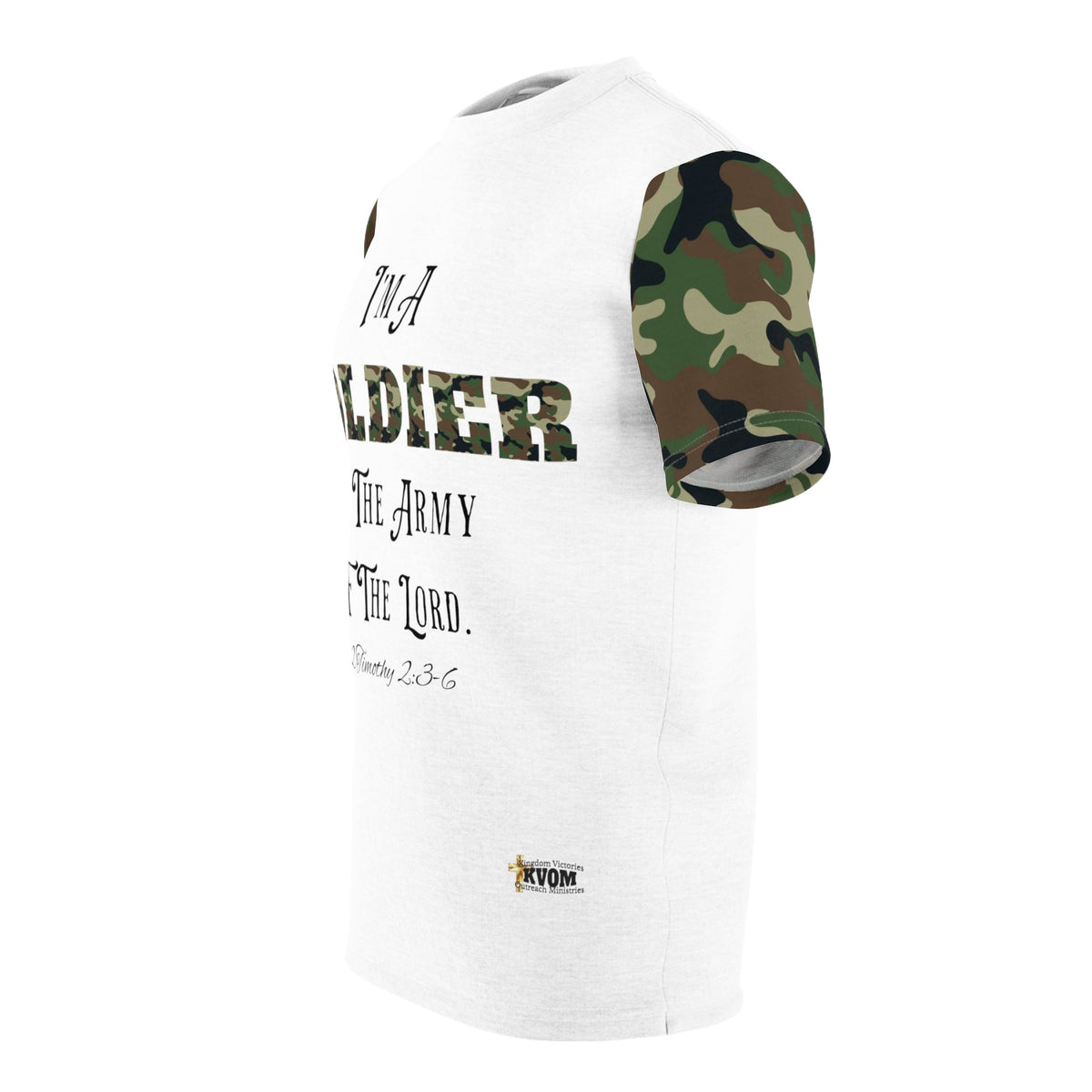 Soldier In The Army of The Lord T-Shirt, White, Green Camo-KVOM