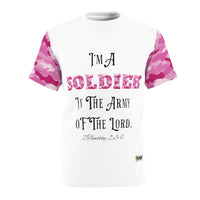 Soldier In The Army of The Lord T-Shirt, White, Pink Camo-KVOM