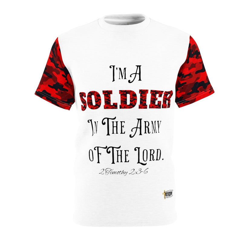 Soldier In The Army of The Lord T-Shirt, White, Red Camo-KVOM