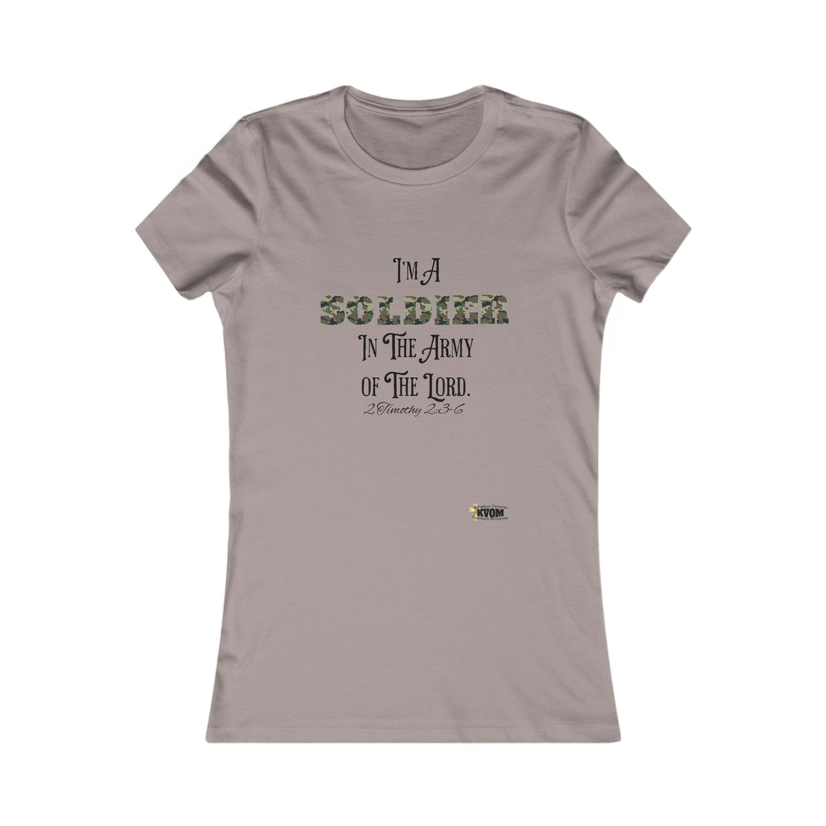 Soldier in The Army of The Lord Women's Fitted Tee, Green Camo-KVOM