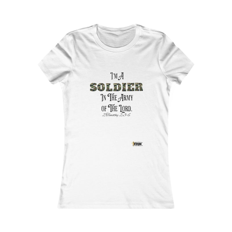 Soldier in The Army of The Lord Women's Fitted Tee, Green Camo-KVOM